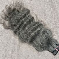 Extensiones de Cabello Humano Ondulado Natural Gris Indio, Doble Trama a Máquina, Puntas Gruesas, Cabello Virgen Remy, Paquetes de 100g, Aptas para Teñir Más Oscuro