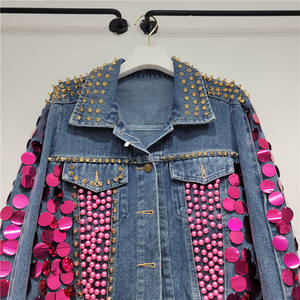 Tendance haute qualité manches régulières femme Denim veste Jeans camionneur veste pour femmes filles veste pour dames - Product Image 3