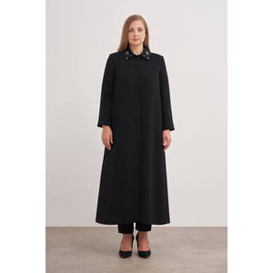 Manteau d'hiver à col brodé tissé - Noir - Product Image 4