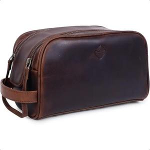 Étui de rangement portable en cuir véritable de luxe vintage résistant à l'eau et écologique pour sac/trousse de toilette pour hommes et femmes - Product Image 3