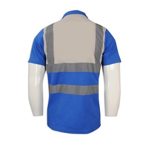Vente en gros de protection haute visibilité sécurité réfléchissant à manches longues 100% coton respirant solide travail Construction sécurité Polo - Product Image 3