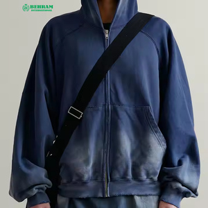 Sweat-shirts à capuche unisexes personnalisés avec fermeture éclair, 100 % coton molletonné/éponge française, respirants, séchage rapide, style vintage, protection solaire - Product Image 3