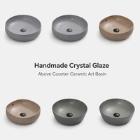 Yingjie Vasque ronde en céramique artistique à rebord fin, émaillée effet cristal, sans trop plein, à poser sur comptoir, pour salle de bain, vente en gros usine