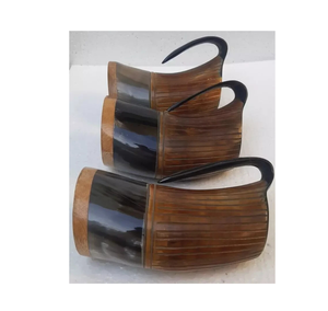 Nuevos productos al por mayor Cuerno vikingo Taza de cerveza de camping hecha a mano con asa Taza para beber de la India por Crescent Crafts - Product Image 6