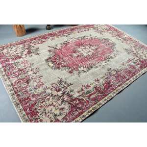 Alfombra turca vintage de 6 pies, 7x10 pies y 2 pulgadas, lana de retazos roja y verde, respetuosa con el medio ambiente, tejido plano, decoraciones para comedor - Product Image 2