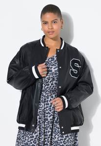 Veste en cuir de style universitaire pour femmes, coupe ajustée décontractée, bomber, veste de baseball, veste universitaire à lettres, chez Fratres Sports Factory - Product Image 2