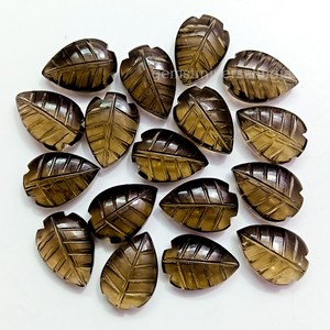 หินอัญมณีแกะสลักรูปใบควอตซ์สโมควอทซ์ธรรมชาติมีเสน่ห์สำหรับทำเครื่องประดับแกะสลักใบเรียบ - Product Image 1