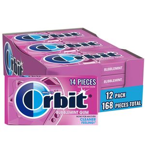 ORBIT Bubblemint Sugar Free Individually Wrapped Chewing <b>Gum</b> Mint Bulk Box , 12 Packs of 14-Pieces (168 Total Pieces) - Product Image 4