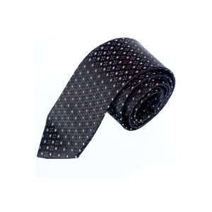 Café Estampado geométrico Jacquard Tejido Hecho a mano Corbata negra - Product Image 1