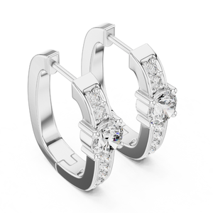 Boucles d'oreilles rondes élégantes en diamant pour femmes Pierres cultivées en laboratoire certifiées IGI Plaqué or Bijoux de luxe Vente en gros et commandes personnalisées - Product Image 1