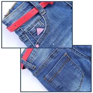 Short en jean vintage taille haute pour femmes de seconde main Décorations en dentelle de diamant de style formel respirant Motif léopard pour l'été - Product Image 4