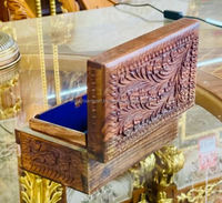 ARTISAN CRAFT Caja de Joyería de Madera Tallada Cuadrada, Hecha a Mano, Duradera, con Cerradura Secreta Grande |   Caja de Rompecabezas Personalizable con Logotipo, Arte Moderno