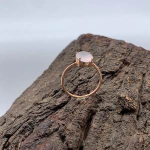 Anillo de corte ovalado solitario de cuarzo rosa de Plata de Ley 925 chapado en oro diseño clásico boda fiesta de compromiso con - Product Image 2