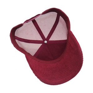 Haute qualité broderie personnalisée 5 panneau camionneur chapeau velours côtelé Snapback maille pour la mode Hip Hop cyclisme plage décontracté extérieur bas - Product Image 6