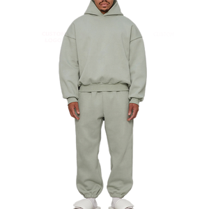 Personalizado de alta calidad de algodón chándal hombres Sudadera con capucha y Jogger conjunto de gran tamaño pulóver sudaderas con capucha pantalones de chándal lavado 2 piezas conjunto para los hombres - Product Image 3