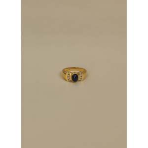 Anillo Vintage de Zafiro Azul de 14k, Anillo de Diamantes Chapado en Oro de 18k para Uso Diario, Promesas y Bodas - Product Image 1
