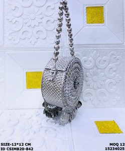 Craftstages International Handmade Metal <b>Clutch</b> Evening <b>Bag</b> <b>Wedding</b> Fashionable Pearl Heart Pattern Satin Lining Flap Closure - Product Image 2
