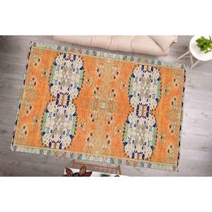 Orange Ethnic Pattern Printed <b>Rug</b>: Luxury Turkish Design for Salons,<b>Chenille</b> <b>Rug</b> - Product Image 3
