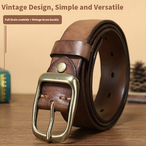 เข็มขัดหนังแท้สไตล์วินเทจสำหรับผู้ชาย หนังฟูลเกรน กันน้ำ ระบายอากาศ หัวเข็มขัดเหล็ก แบรนด์สั่งทำ โรงงานขายส่ง - Product Image 2