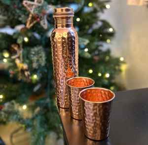 High Quality Best Artsians Handmade Pure <b>Copper</b> <b>Drinking</b> <b>Bottle</b> | Leak Resistant Ayurvedic <b>Copper</b> Water Flask at low prices - Product Image 4