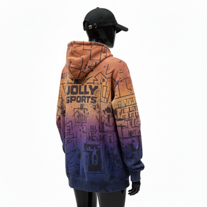 Sweat à capuche pour femme Sun Fade 300 à 320 GSM Mélange de coton premium Doux Respirant Couleurs dégradées Logo personnalisé Impression à l'écran Lavage Sweat à capuche - Product Image 5