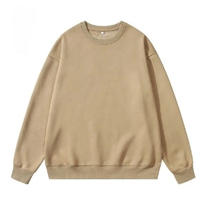 Sweat-shirts à col rond pour hommes, coupe oversize et régulière, avec logo personnalisé, légèrement raccourcis, style streetwear, en coton éponge non tissé, couleur unie, pour l'hiver - Product Image 3