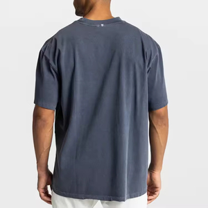 Camiseta de gran tamaño al por mayor | Camiseta de calle lavada con hombros caídos | Camiseta de moda con diseño de logotipo personalizado de alta calidad para hombre - Product Image 2