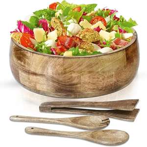 Bol en bois solide fait à la main personnalisé nouvel article de cuisine écologique pour la salade et le service d'aliments grand bol en bois de l'Inde - Product Image 6