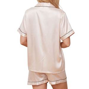 Ensemble pyjama d'été à imprimé coeur sexy avec nœud côtelé pour femmes Vêtements de nuit confortables Cami Top & Shorts Loungerwear - Product Image 3