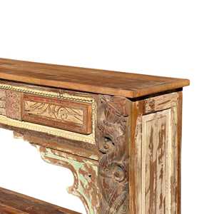 Vintage Hand-Carved <b>Console</b> <b>Table</b> Solid Wood and <b>Marble</b> with Luxury Rustic Design for Living Room Entry or Villa - Product Image 5