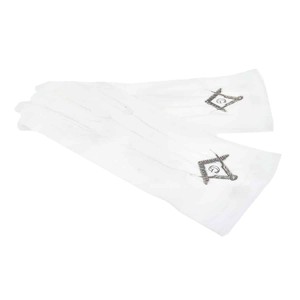 Guantes de algodón 100% blancos de bajo precio con guantes de diseño masónico verde Scottish Rite a la venta - Product Image 5