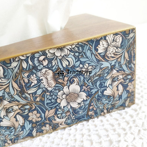 Boîte à mouchoirs et support en bois carré Tradebyd, imprimé émaillé, écologique, artisanal, pour la décoration moderne de la maison - Product Image 6