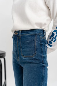 กางเกงยีนส์วินเทจเอวสูงขากว้างของผู้หญิงกางเกงสีฟ้าทรงหลวมแบบสตรีทแวร์กางเกงแฟชั่นล่าสุด - Product Image 5