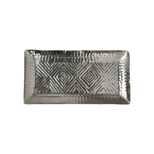 Plateau de service rectangulaire en aluminium sculpté à la main en zigzag pour la maison, le restaurant, l'hôtel et le mariage. - Product Image 5