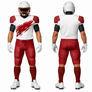 ชุดยูนิฟอร์มอเมริกันฟุตบอลสีขาวมารูนแบบซับลิเมชั่น พร้อมเสื้อแขนยาวแบบสลิมและกางเกงบุฟองน้ำ  ขายดีมาก - Product Image 3
