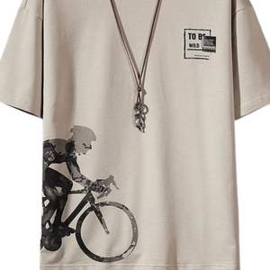 Camiseta Deportiva Personalizada con Estampado de Ciclista, Camiseta Gráfica Unisex Informal de Algodón, Ropa Urbana con Diseño de Ciclista, Estilo Moderno, Logotipo Personalizado OEM - Product Image 5