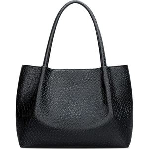 Bolso tote de cuero con estampado de cocodrilo de primera calidad, hecho de piel de vaca auténtica, elegante bolso de hombro para mujeres modernas. - Product Image 2