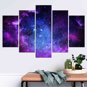 Impression sur toile Galaxie Étoilée : Œuvre d'art du ciel nocturne vibrant, LOT DE 5 TOILES ASSORTIES - Product Image 1