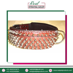 100% collier de chien en cuir véritable fait à la main confortable écologique conception personnalisée motif Animal Rivet décoré réel - Product Image 3