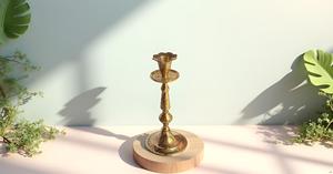Brass Candle Stand Candle Holder with Embossed Design on Base Home Decoration Candle Holder Wedding Stand Home Living Room. - Product Image 5