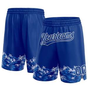Short personnalisé Royal White 3D Pattern Waves Basketball Shorts Sportswear industrie de l'ommiz - Product Image 1