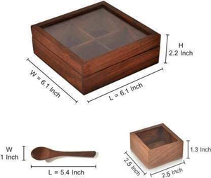 Traditional Wooden Eco-Friendly Masala Box Handcrafted Finish Dishwasher-Safe Perfect for Adding <b>Vintage</b> Charm Modern <b>Kitchens</b> - Product Image 3