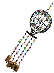 Handcrafted Iron & Brass <b>Wind</b> <b>Chime</b> with Colorful Beads Tassels-Eco-Friendly Durable Hanging Bell <b>for</b> Home <b>Garden</b> Patio Diwali - Product Image 2