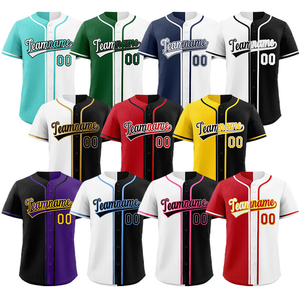 Custom baseball jersey red and <b>black</b> <b>button</b> <b>up</b> team uniform personalized with name and number breathable sportswear athletic - Product Image 2