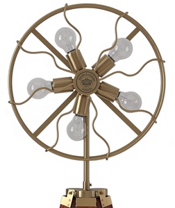 Antique Brass LED Floor Light Vintage Industrial Retro Fan-Style <b>Cage</b> <b>Shade</b> Adjustable Creative Cultural Collectible Artifacts - Product Image 2