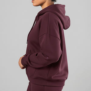 Sweat-shirts pour femmes sur mesure ODM/OEM, couleur unie, surdimensionné, fermeture éclair, logo brodé personnalisé, sweat-shirt pour femmes - Product Image 3