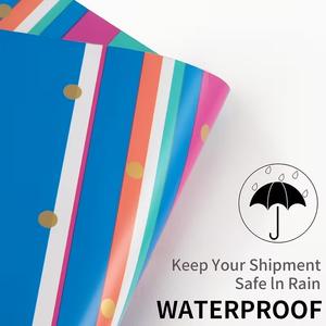 Paquete de 100 Bolsas de Poliéster para Envíos con Mensaje de Agradecimiento, 25x33cm, Autoadhesivas, Resistentes al Agua y a Desgarros, Duraderas, 2.3M, Rayas Coloridas Azules - Product Image 2