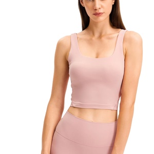 สปอร์ตบราโยคะรูปตัวยูสำหรับผู้หญิงเสื้อผ้าออกกำลังกายระบายอากาศได้แผ่นไร้รอยต่อคริสตัลไม่ระคายเคืองผิวติดโลโก้ด้านหน้าความรู้สึกเปลือย - Product Image 2