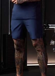 กางเกงขาสั้นออกกำลังกายสำหรับผู้ชายกางเกงขาสั้นผ้าทอสีกรมท่าสำหรับผู้ชายมีซับในตาข่ายชุดออกกำลังกายในยิมเอวยางยืดขายส่ง - Product Image 3