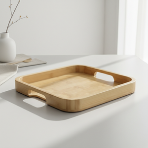 Excellent Quality 3202827-25.5X23 Plywood Handle Wooden Serving Tray For Tea <b>Set</b> Display - Product Image 1